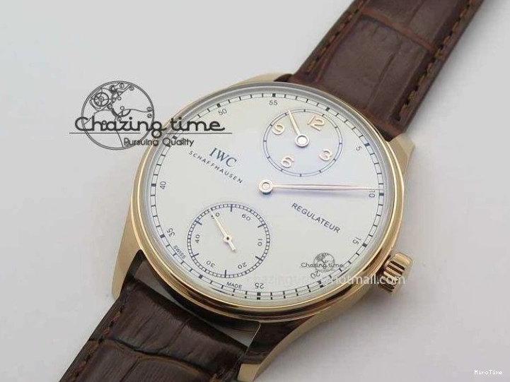 MIROTIME 0513 GoAnywhere Portuguese IW5444 RG White Dial RG Numbers On Brown Leather Strap A 7253